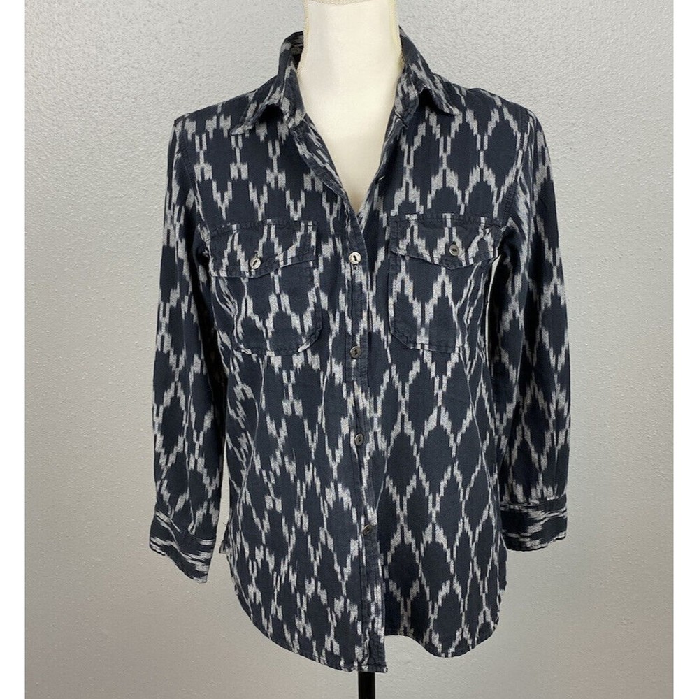Current Elliot Button Down Diamond Ikat Print Perfect Shirt Size Small US 2-4